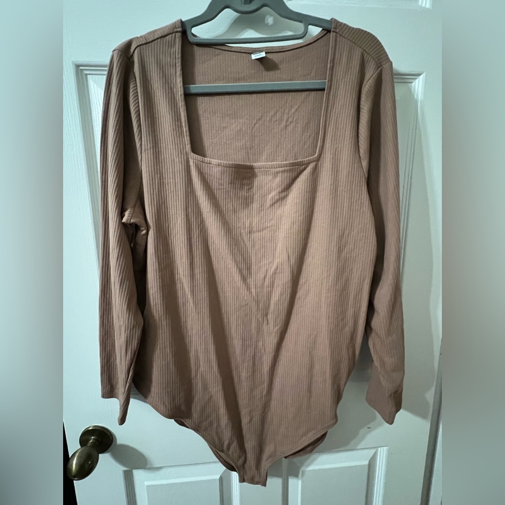 NWOT Old Navy Ribbed Square Neck Bodysuit - Brown - Size 3X